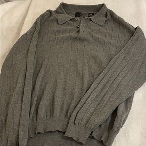 JF J.Ferrar Gray Knit Polo Shirt